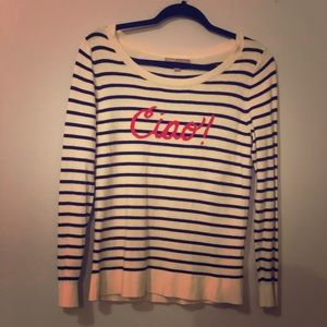 Banana republic “Ciao!” Red white and blue sweater